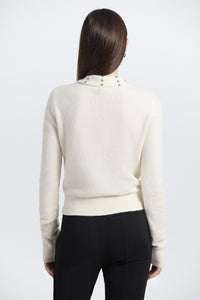 Sancia Embellished Collar Sweater -Ivory/Snow White