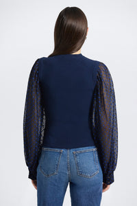 Cerina Mixed Media Sweater-Black/Royal Blue