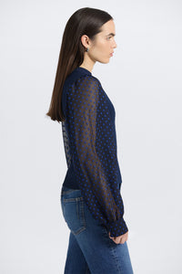 Cerina Mixed Media Sweater-Black/Royal Blue