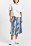 Ravenna Button Front Skirt - Navy/Ecru/Ultramarine/White