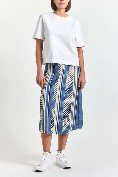Ravenna Button Front Skirt - Navy/Ecru/Ultramarine/White – Derek Lam