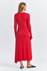 Avise  Draped Dress - Poppy Red