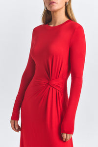 Avise  Draped Dress - Poppy Red