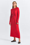 Avise  Draped Dress - Poppy Red