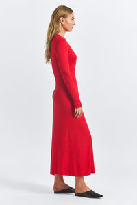 Avise  Draped Dress - Poppy Red