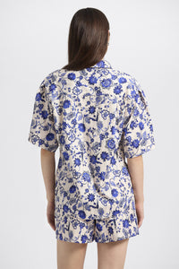 Keaton Split Sleeve Top - French Blue Multi