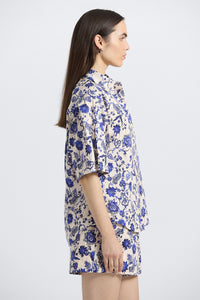 Keaton Split Sleeve Top - French Blue Multi