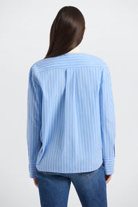 Coral Shirt With Removable Collar - Dk Ciel/White