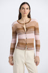 Thibeaut Plaited Stripe Cardigan - Spice Multi