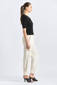 Amare Relaxed Fit Cargo Pant - Soft White Wash