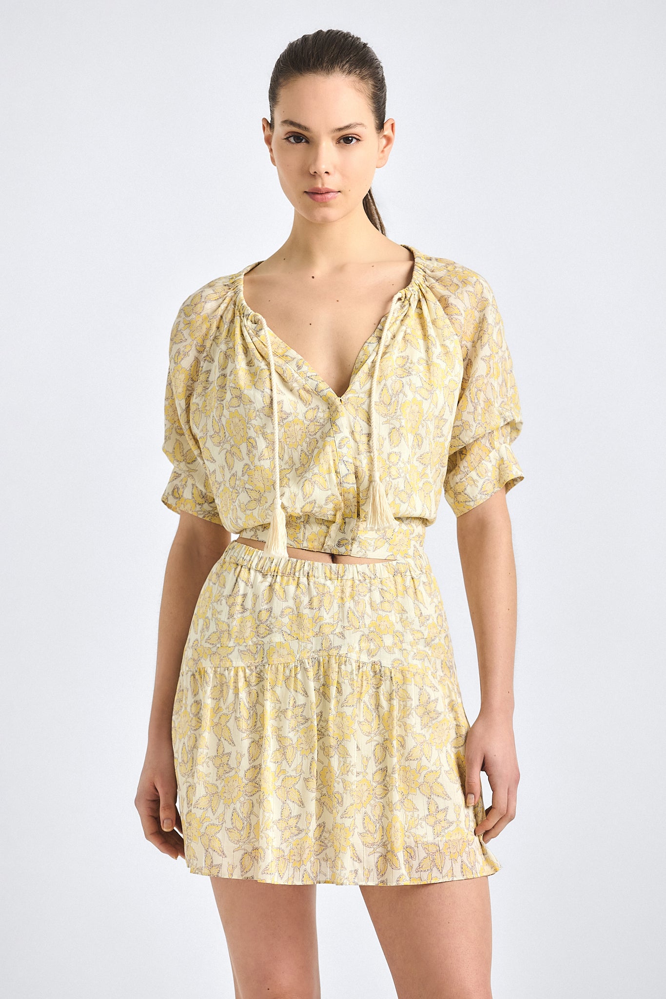 Thalina Mini Skirt - Valiase Yellow Floral – Derek Lam