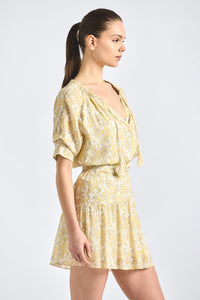 Thalina Mini Skirt - Valiase Yellow Floral