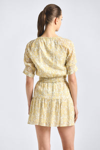 Thalina Mini Skirt - Valiase Yellow Floral