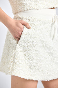 Mara Sequin Boucle Skirt - Blanc De Blanc