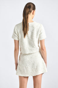 Mara Sequin Boucle Skirt - Blanc De Blanc