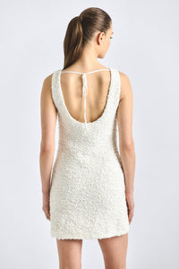 Ailani Paillette Boucle Scoop Back Tank Dress - Blanc De Blanc