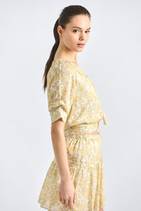 Suri Tuck Front Top - Valiase Yellow Floral