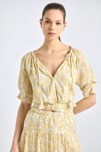 Suri Tuck Front Top - Valiase Yellow Floral