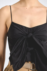 Shira Double Tie Front Top - Black
