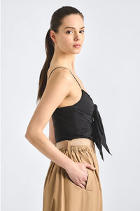 Shira Double Tie Front Top - Black