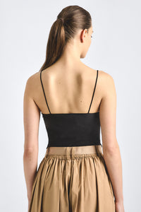 Shira Double Tie Front Top - Black