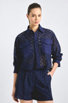 Anouk Cropped Button Down Shirt - Navy