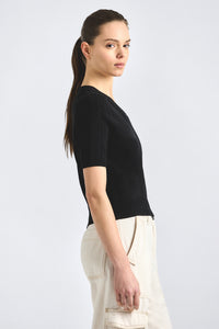 Serenea Pointelle Sweater - Black