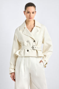 Renata Cropped Trench - Soft White