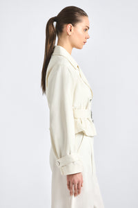 Renata Cropped Trench - Soft White