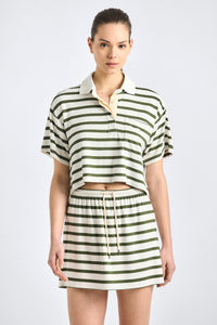 Melina Striped Mini Skirt - White/Fatigue Stripe