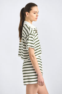 Melina Striped Mini Skirt - White/Fatigue Stripe