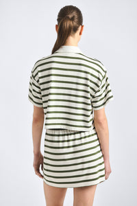 Melina Striped Mini Skirt - White/Fatigue Stripe