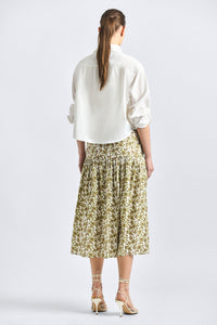 Beau Drop Waist Midi Skirt - Green/Pink Floral