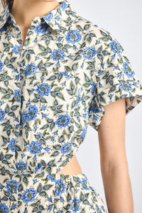 Alba Open Back Shirt Dress - Blue Bell Floral