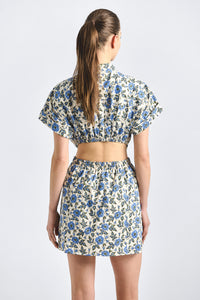Alba Open Back Shirt Dress - Blue Bell Floral