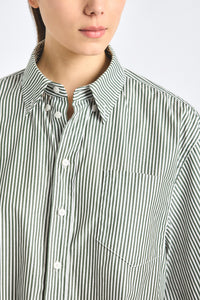 Ember Cropped Button Down Shirt - Fatigue Stripe