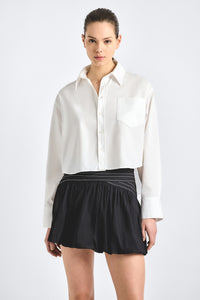 Evelina Long Sleeve Button Front Top - White