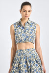 Faee Cropped Sleeveless Shirt - Blue Bell Floral