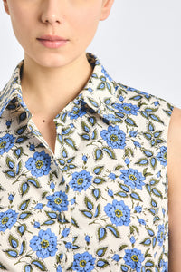Faee Cropped Sleeveless Shirt - Blue Bell Floral