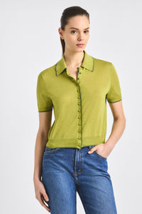 Dorella Short Sleeve Polo Sweater - Green Olive