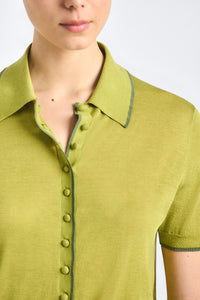Dorella Short Sleeve Polo Sweater - Green Olive