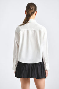 Evelina Long Sleeve Button Front Top - White