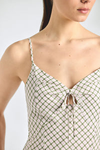 Sable Keyhole Front Dress - Army Green Plaid
