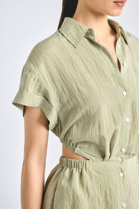 Alba Open Back Shirt Dress - Fatigue Stripe