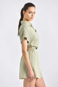 Alba Open Back Shirt Dress - Fatigue Stripe