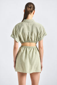 Alba Open Back Shirt Dress - Fatigue Stripe