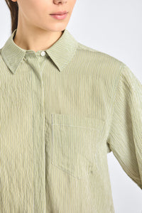 Keaton Split Sleeve Button Front - Fatigue Stripe