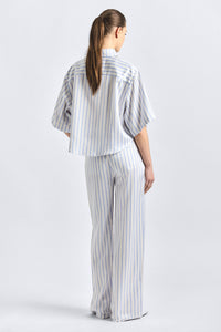 Aurely Wide Leg Pant - Lisbon Blue Stripe
