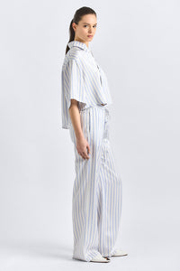 Aurely Wide Leg Pant - Lisbon Blue Stripe