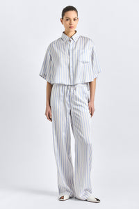 Aurely Wide Leg Pant - Lisbon Blue Stripe